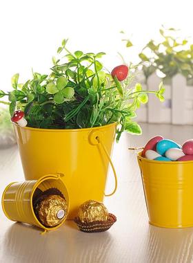 创意糖果色小铁桶马口铁工艺花盆摆件儿童手提铁皮小桶小铁桶迷你