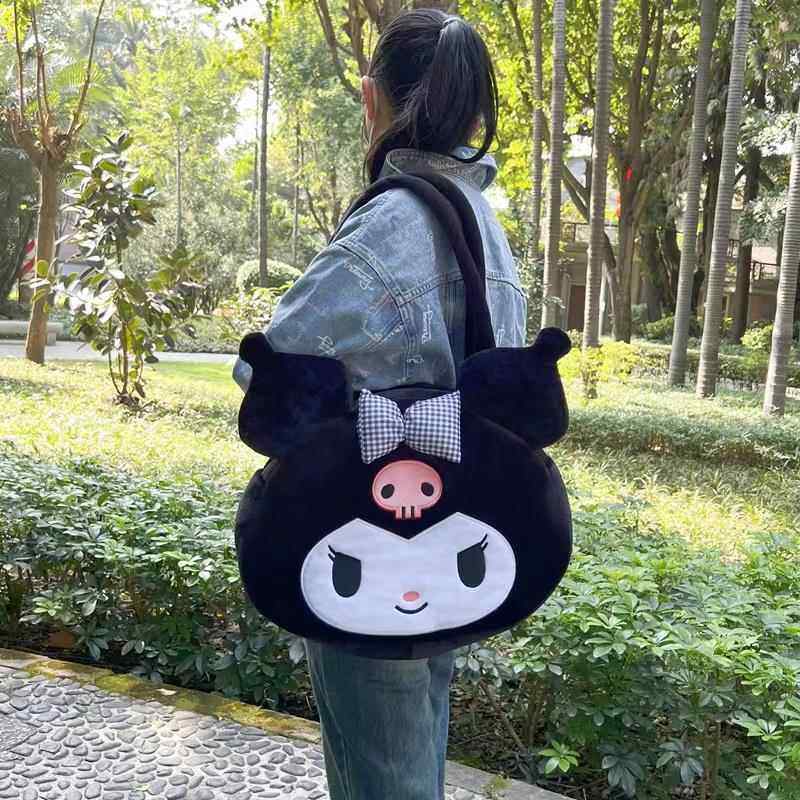 2024新版超大容量可放A4大小电脑毛绒库洛米卡通可爱单肩包,淘宝优惠券,粉丝福利购,淘宝优惠卷