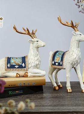 客厅玄关梅花鹿欧式客厅家具家居创意摆件树脂装饰品工艺品