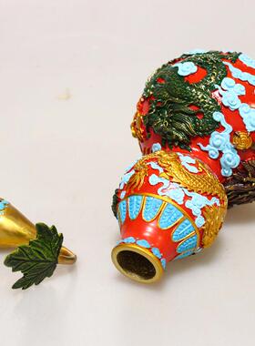 厂家现货摆彩绘五龙葫芦件五龙铜彩绘五葫芦家装饰品彩铜铜葫居芦