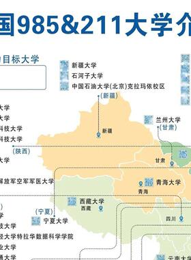 全国985211高校分布图重点高校文化墙贴励志挂图