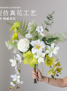 法式彷真花假花摆设客厅玄关轻奢高端艺术花艺花束插花2026年宵花
