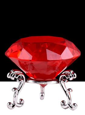 纯手工制作创意粉色水晶玻璃钻石支架饰品客厅柜台桌面装饰摄影道