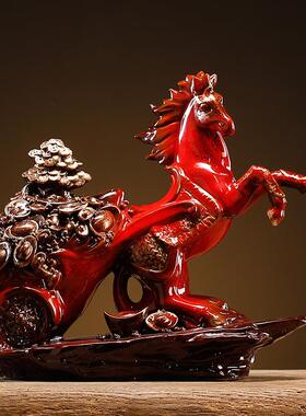 招财陶瓷马摆件马成办功马上发财YYD-156到生肖工艺客厅公室桌面