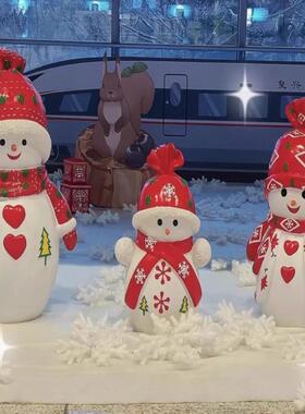 玻璃钢圣诞老人圣诞节装饰大型定制礼盒摆件美陈户外彷真雕塑雪人