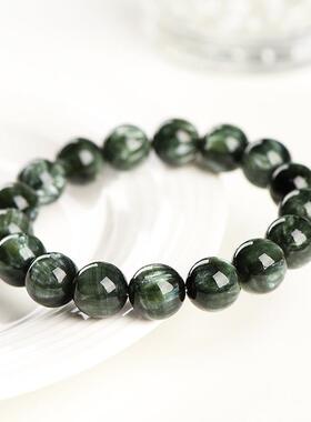 2026久雅水晶 天然绿龙晶圆珠手串 绿色紫龙晶散珠手链 厂家直销