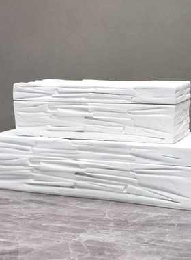 新中式树脂竹节收纳盒饰品储物盒样板房卧室书房客厅软装饰品摆件