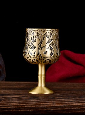 黄LX-WHJ-3铜高酒杯供浮雕脚高脚酒杯杯