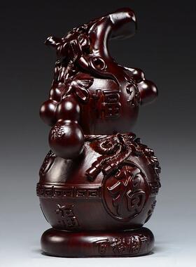 摆黑檀木质雕刻装葫芦件客厅家居实玄关摆FJR565设饰红木工艺品乔