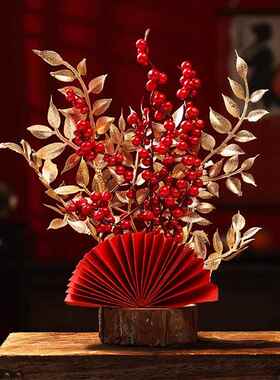 新年装饰摆件高级感发财果电视柜小众创意桌面摆设春节氛围感摆台