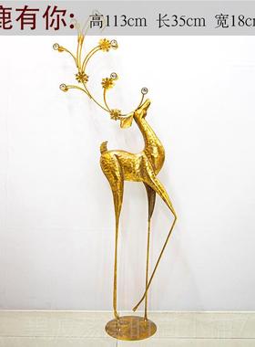 高档窗美式复古轻鹿奢装落地饰大摆件服装店铺橱客厅电视柜旁玄关