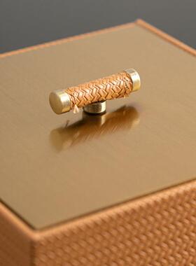 高级感橙色高档带盖收纳盒子摆件样板间民宿卧室复古氛围感装饰品