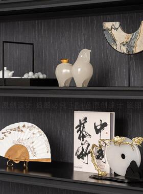 新中式中国艺术书房书架摆件样品屋展示中心博古架茶室洽谈区展示