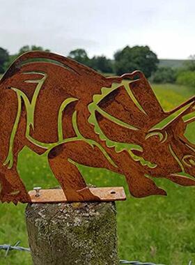 霸王龙剑齿龙恐龙三角龙户外草坪花园金属插件铁艺工艺品装饰摆件