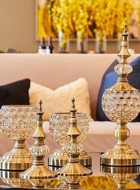 欧式玻璃金属糖果罐储物罐现代创意家居客厅饭厅酒店样板间摆件