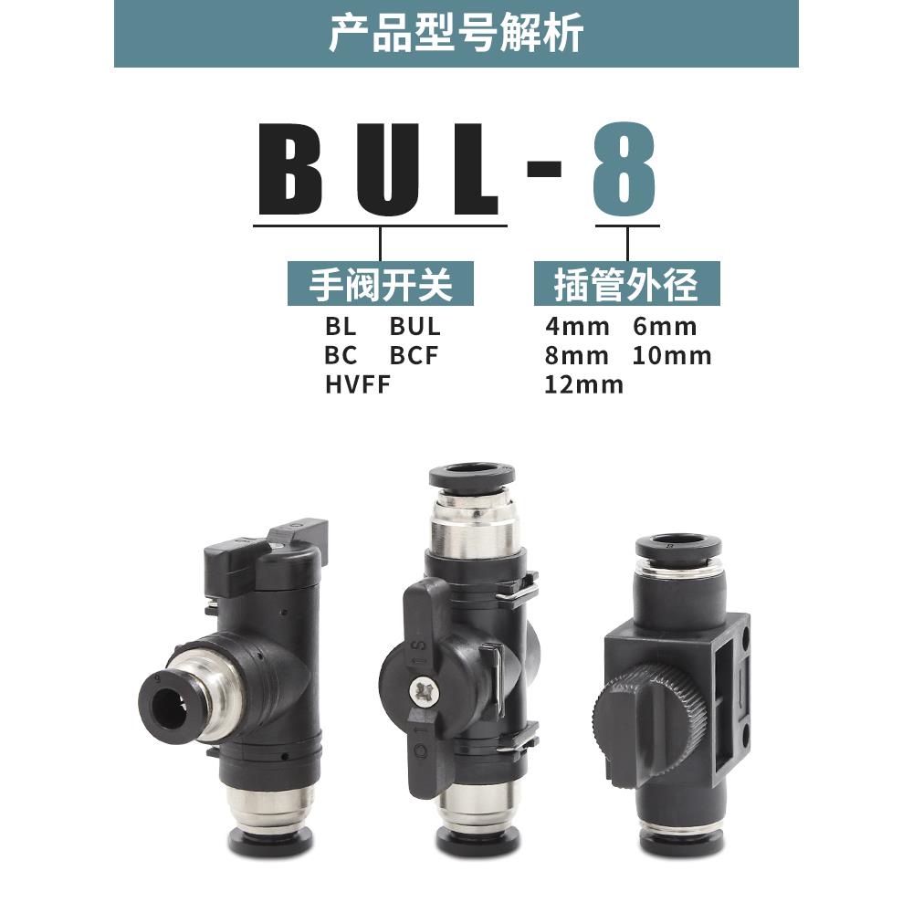 关死气的阀门BUC气动开关4手动阀6气管接头BUG手转阀BUL 8 10 12 - 图2