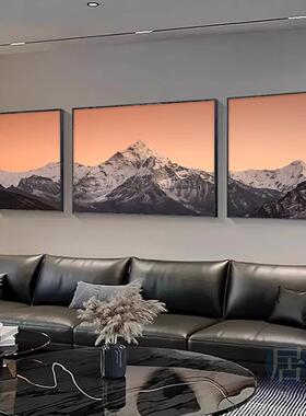 背靠金山客厅三联装饰画梅里雪山沙发背景墙壁画招财山水风景挂画