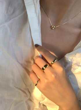 Gold stainless steel ring不锈钢素圈情侣戒指金色不锈钢手饰潮