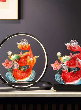 年年有鱼树脂工艺品招财摆件乔迁新居办公客厅开业新房玄关装饰画