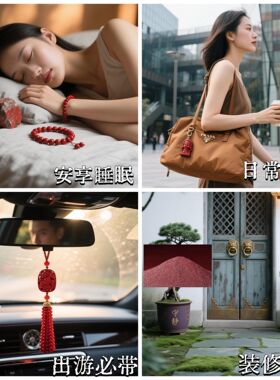 2026朱砂吊坠五雷号令佛牌女士国风吊坠道系饰品生肖士挂件朱砂项
