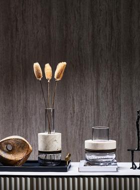 合家居简现品代高档大理石H1948花瓶托盘摆约件组客厅玄关装饰摆