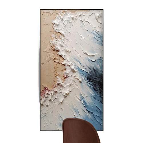 海浪蓝色玄关氛围感过道装饰画客厅楼梯间挂画简约感手绘油画 - 图3