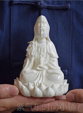 高档白衣南海装观世音佛像汽车摆件高档气坐大平莲菩萨中控台饰车