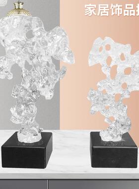 创意透格明太湖太湖石摆石摆件新中式风软树脂塑抽象雕摆件装桌面