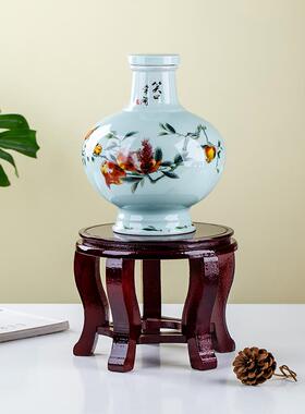 花盆底座支架密度板茶壶花瓶石奇石香炉木托盘架圆形装饰底座木