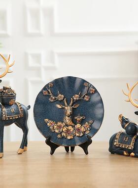 新款财福鹿摆件客厅酒柜装饰品创意家居办公室博古架玄关工艺品