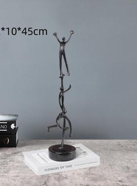 现代简约金黑色人物1126摆件办公室玄女孩属造型艺品雕关塑摆工件