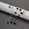 Cross-border hot selling lucky flower jewelry set acrylic bracelet bracelet five-leaf clover necklace ring ring earrings for women