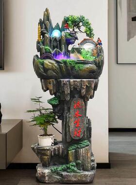 假山喷泉流水鱼缸办公室电视柜边客厅加湿器茶台桌面山水盆景摆件