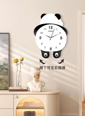 熊猫钟表客厅挂钟网红新款高档挂墙创意时钟玄关大气家用钟表