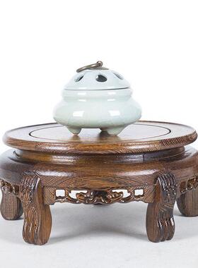 鸡翅木质底座鱼缸花瓶圆形底座佛像奇石工艺品摆件高脚底托花架子