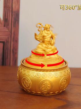 赵公明聚宝盆转转摆件客厅酒柜办公室装饰品摆设店铺开业招财礼品
