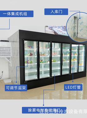 江苏三野后补式冷库全套设备鲜花水果步入式玻璃门展示冷藏库冻库