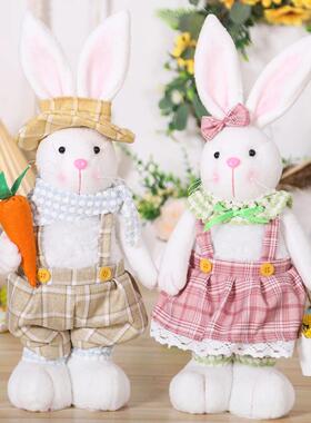 Easter Decorative Rabbit Cartoon Retractable Leg Couple Rabb