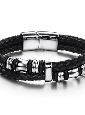 男士手炼 leather bracelet men boyfriend gift jewelry male