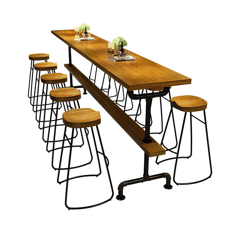 现代简约实木家用吧台椅休闲酒吧凳奶茶店餐凳子原木高脚前台椅子 - 图3