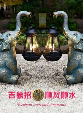 跨境太阳能灯动物雕像摆件创意户外花园造景装饰庭院灯树脂工艺品