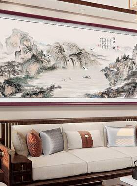 望云楼山水国画办公室风景挂画客厅装饰字画沙发背景墙壁画靠山图
