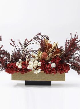 永生干花束金属花器插花酒店大堂桌花售楼处现代仿真软装花艺摆件