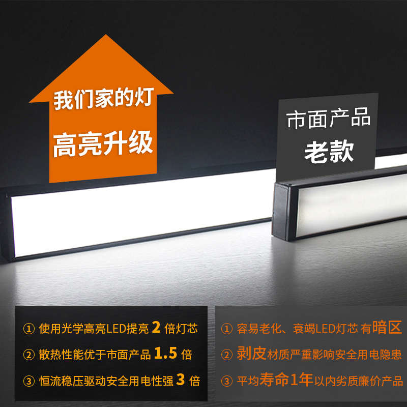 LED长条灯办公室超市收银台条形格栅方通灯商场led吊线灯方通专用 - 图1