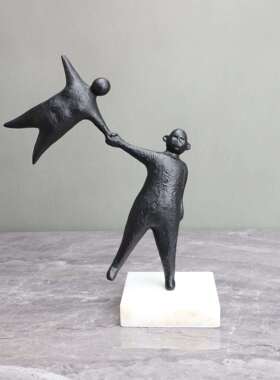 现代简约黑色父子拉手样板房售楼部卧室客厅电视柜桌面玄关摆件