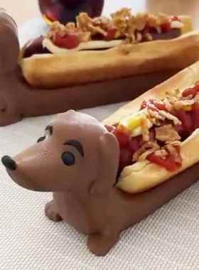 跨境新品亚马逊3d打印腊肠犬托盘有趣的腊肠狗餐盘热狗三明治托盘