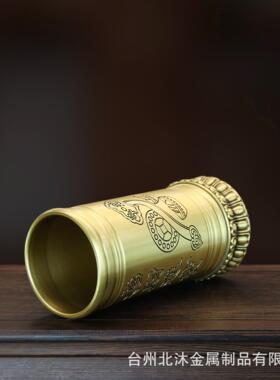 黄铜香筒佛字香筒如意香筒百福装香插香用具家居寺庙佛堂用品