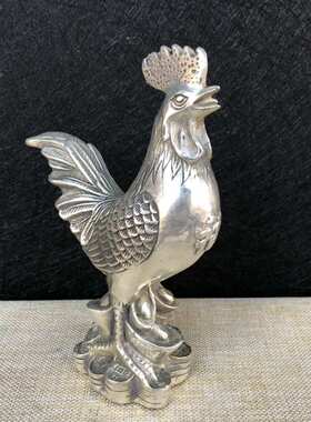 彩铜鎏金福字鸡摆件白铜元宝鸡生肖鸡居家客厅办公室装饰工艺礼品