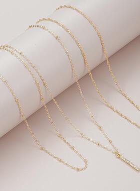 necklaces women时尚多层叠戴项链项链女满钻小坚条吊坠锁骨链