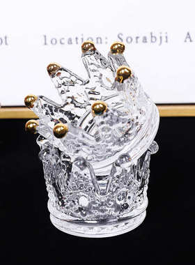 香薰蜡烛托台 浪漫皇冠水晶玻璃烛台ins首饰碟珠宝收纳盒美妆蛋托